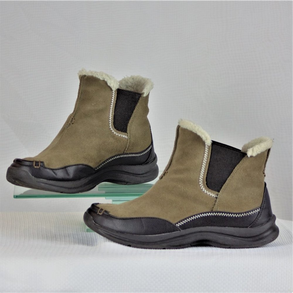 Lands’ End US 8B W Slip-on Brown Suede Booties